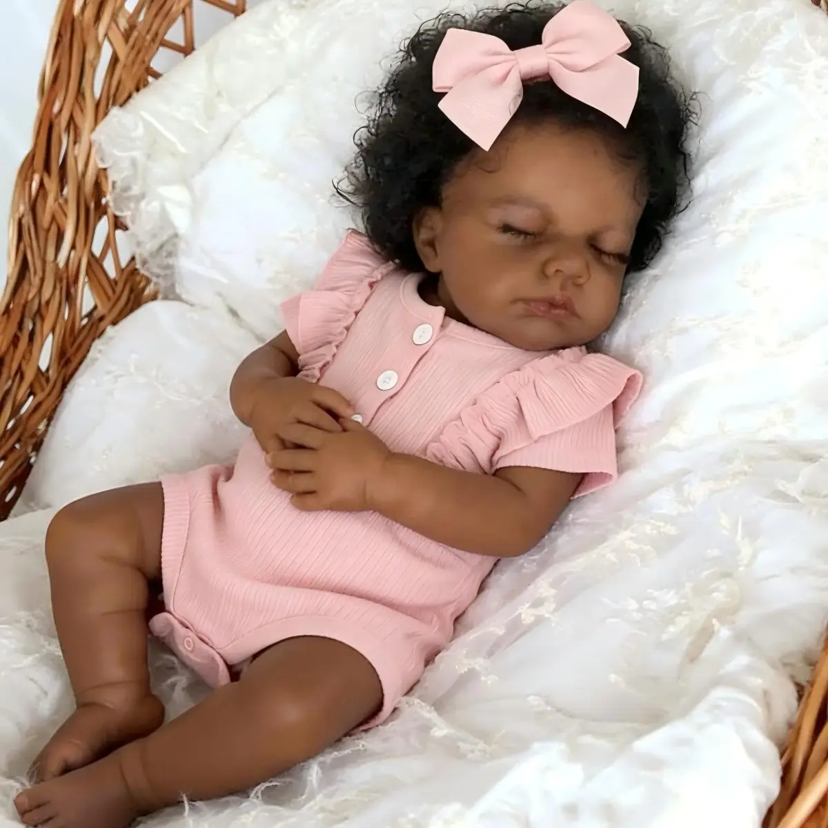 Pinky Reborn Realistic African American Baby Doll Girl 20 Inch Full Body Silicone Vinyl Toy | Age 3+ - view 4