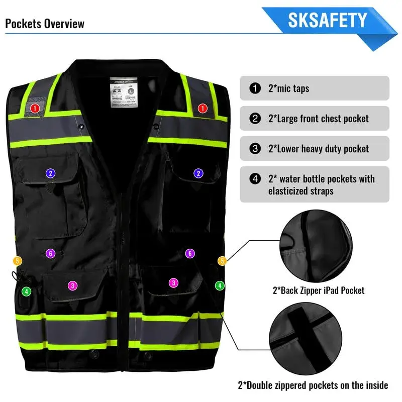 SKSAFETY Class 2 High Visibility Safety Vest 4X-Large | ANSI/ISEA 107-2020 Compliant - view 2