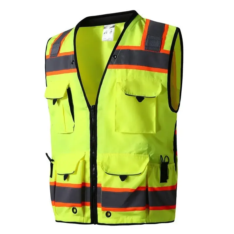 SKSAFETY Class 2 High Visibility Safety Vest with Zipper, ANSI/ISEA Standard, 11.8 oz (334 g) | Professional Level Protection for Construction & Roadwork - view 2