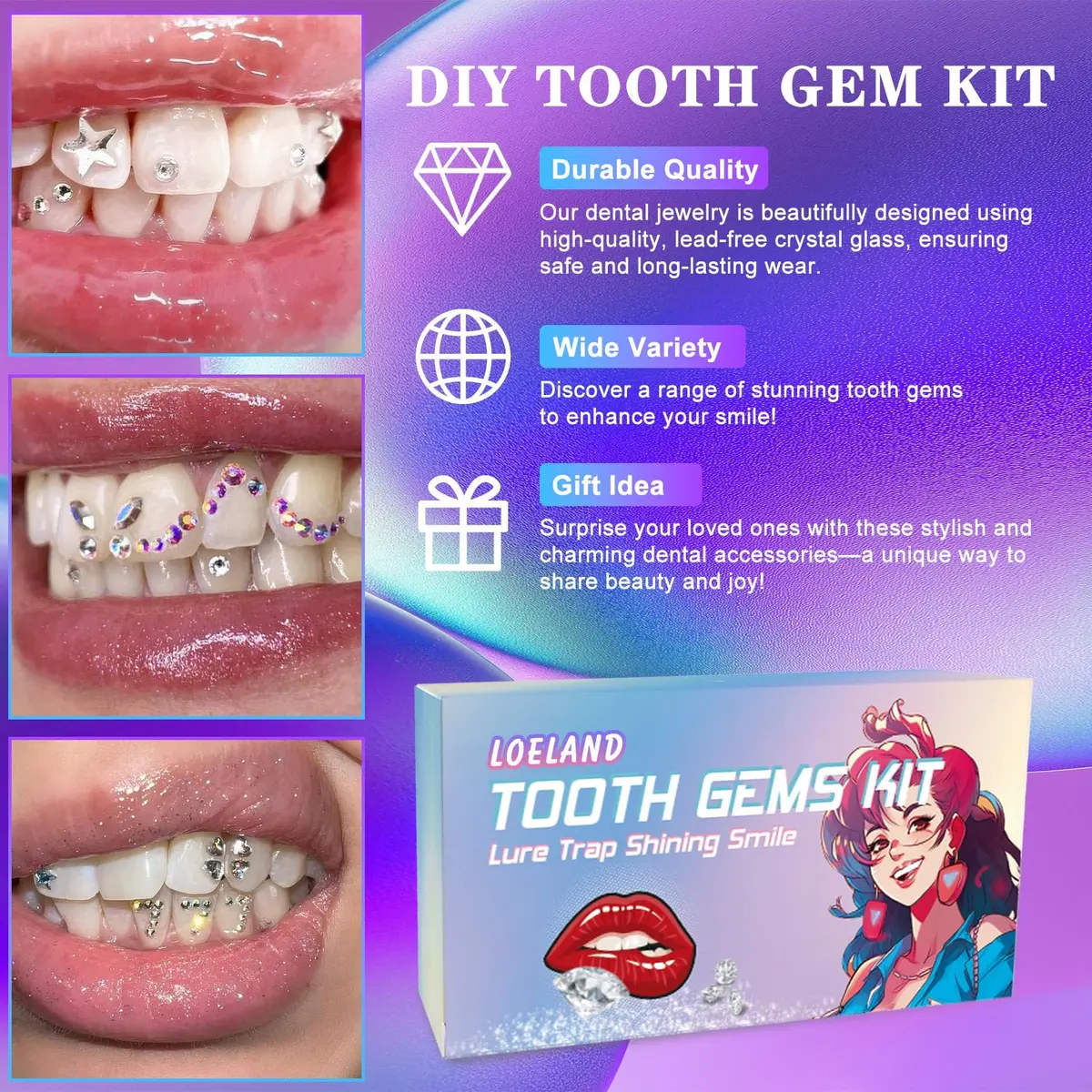 Loeland Tooth Gem Kit, DIY Crystals Teeth Jewelry Kit, Tooth Gems Starter Set | Safe, Durable & Easy to Use - view 7