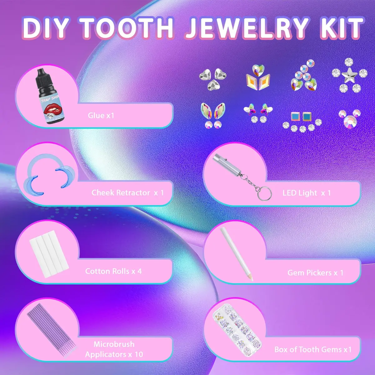 Loeland Tooth Gem Kit, DIY Crystals Teeth Jewelry Kit, Tooth Gems Starter Set | Safe, Durable & Easy to Use - view 2