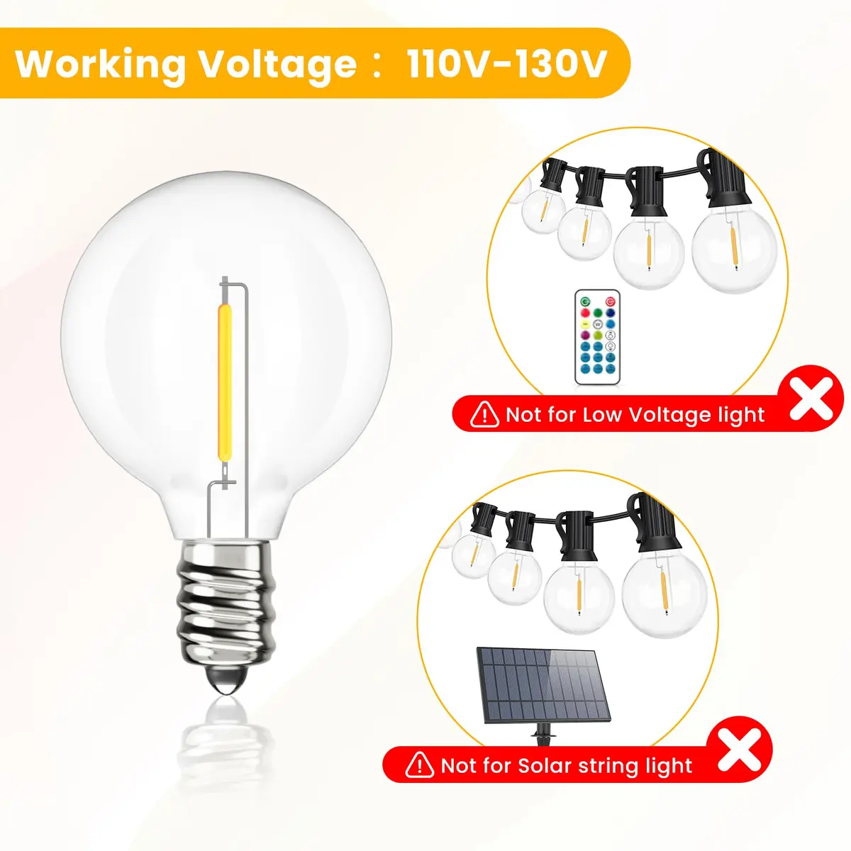 Svater G40 LED Replacement Bulbs 50 Pack E12 Base | Shatterproof 2700K Warm White - view 6
