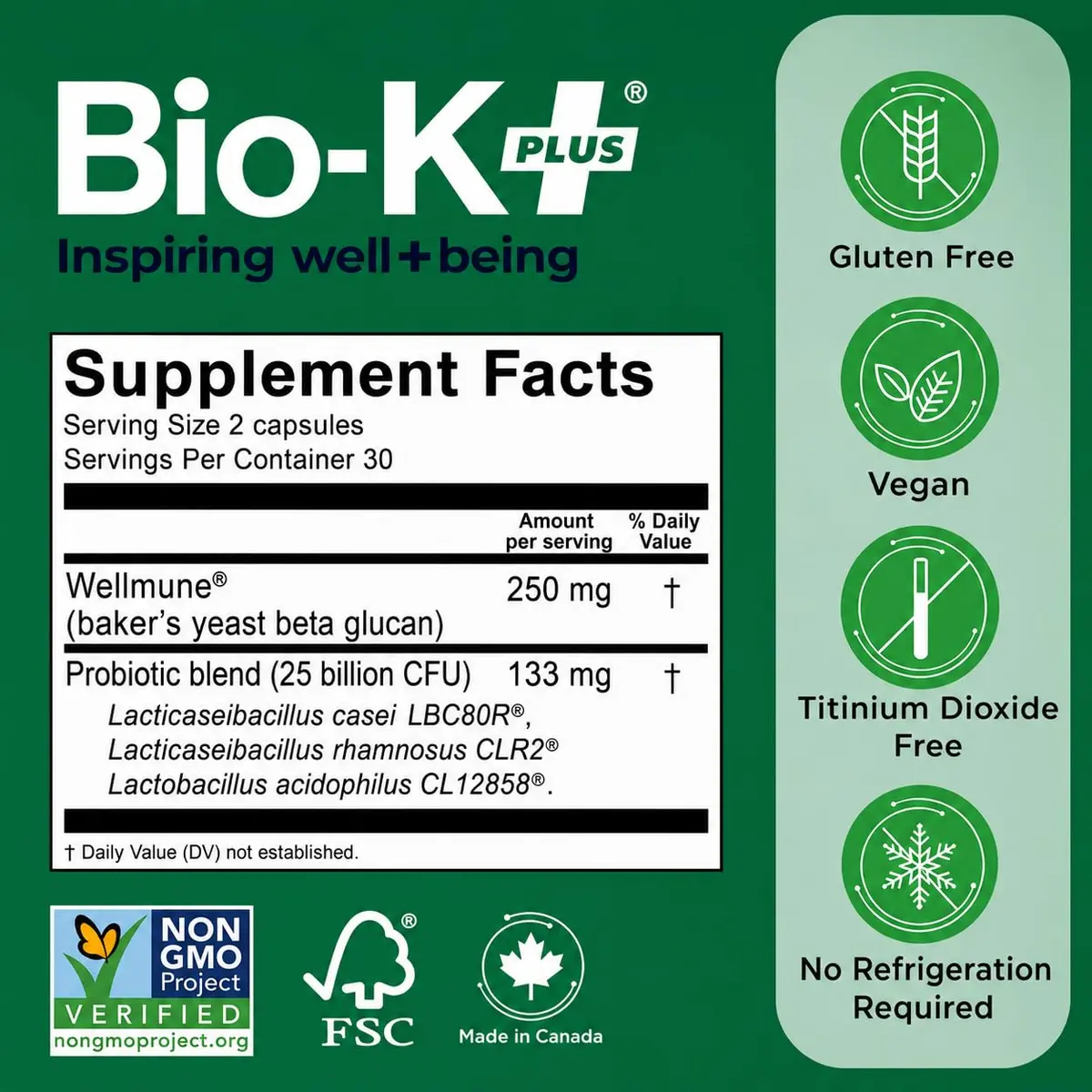 Bio-K+ Immune Health Probiotic, Wellmune®, 25B CFU, Vegan, 60 Capsules | Supports immune & gut health - view 6