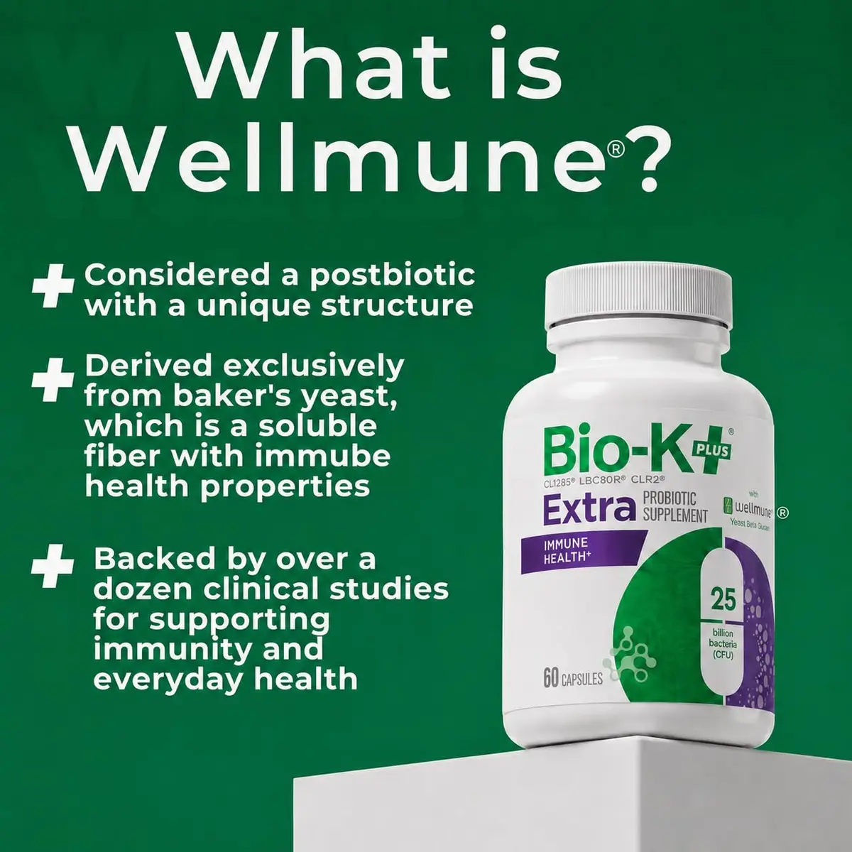 Bio-K+ Immune Health Probiotic, Wellmune®, 25B CFU, Vegan, 60 Capsules | Supports immune & gut health - view 2