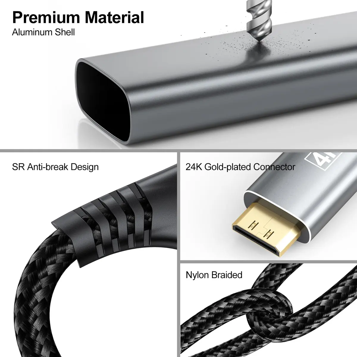 UVOOI USB C to Mini HDMI Cable 6FT (1.83m) | 4K@60Hz High Speed Video Cord - view 6