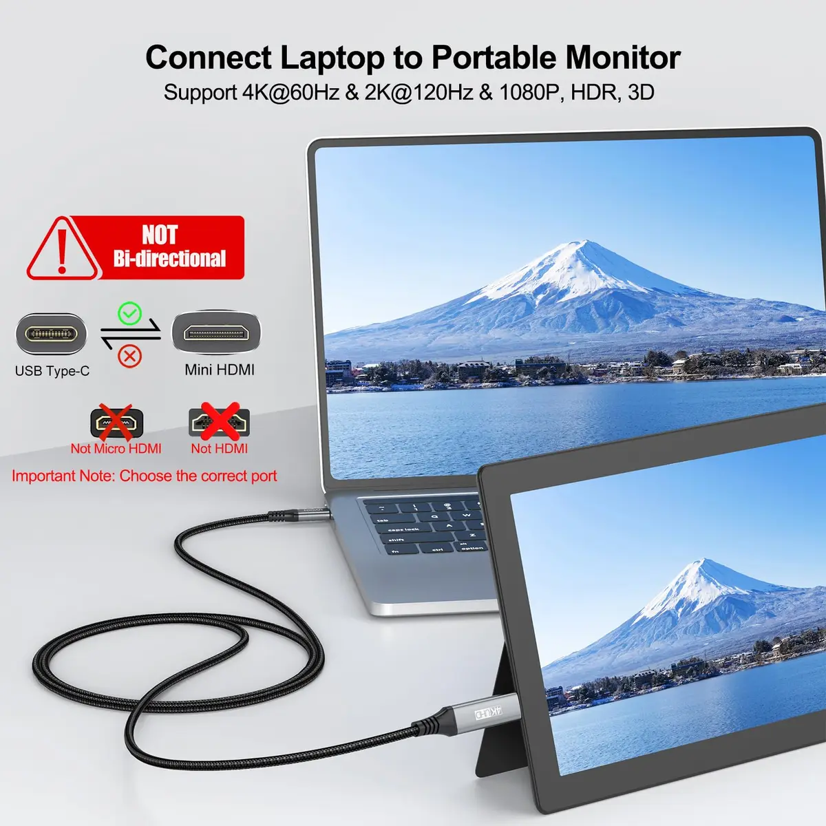UVOOI USB C to Mini HDMI Cable 6FT (1.83m) | 4K@60Hz High Speed Video Cord - view 2
