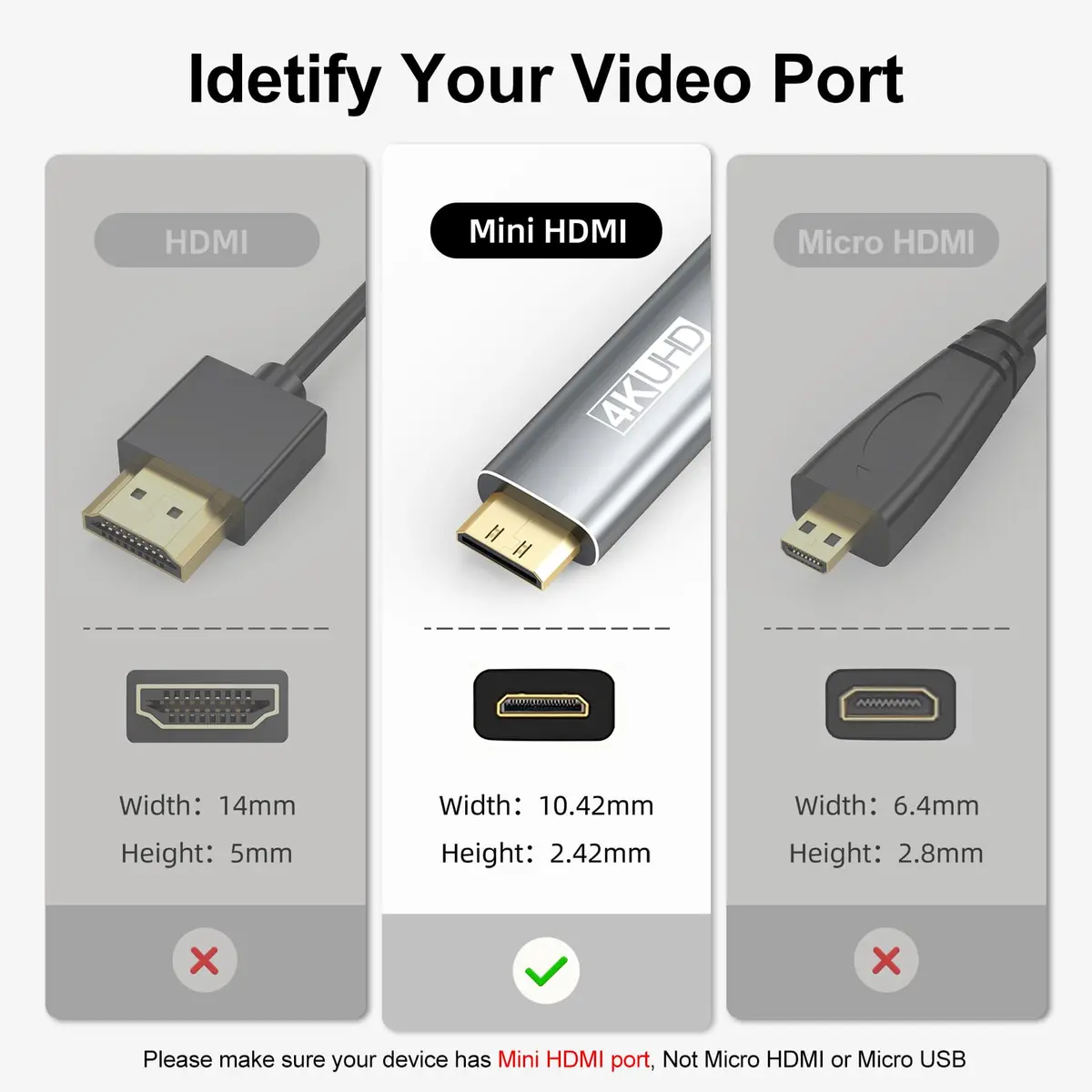UVOOI USB C to Mini HDMI Cable 6FT (1.83m) | 4K@60Hz High Speed Video Cord - view 3
