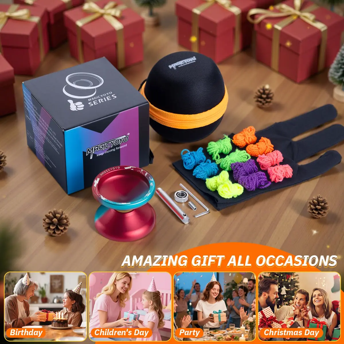 MAGICYOYO V10 Professional Finger Spin Yoyo Dual Mode Responsive & Unresponsive Metal Yo Yo 56mm (2.2in) - view 6