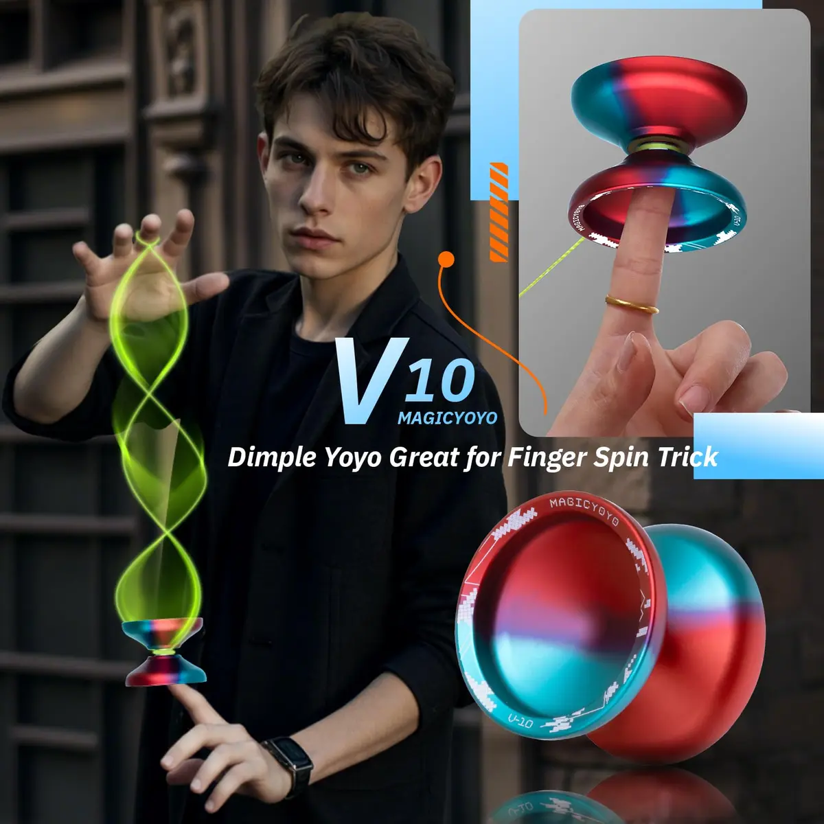 MAGICYOYO V10 Professional Finger Spin Yoyo Dual Mode Responsive & Unresponsive Metal Yo Yo 56mm (2.2in) - view 3