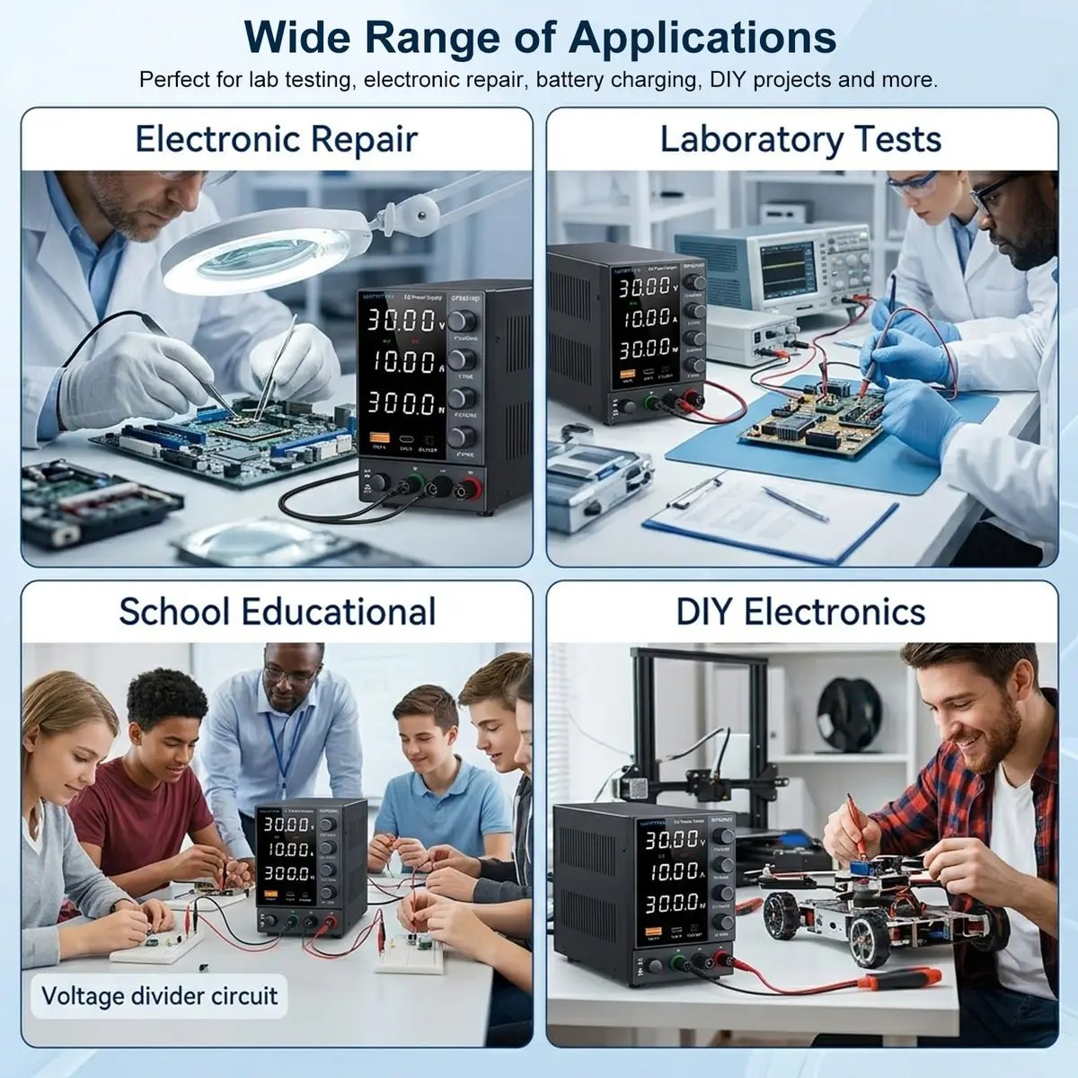 WANPTEK POWER DC Power Supply 0-30V 0-10A | Adjustable Bench Regulated Power Supply with USB & Type-C - view 7