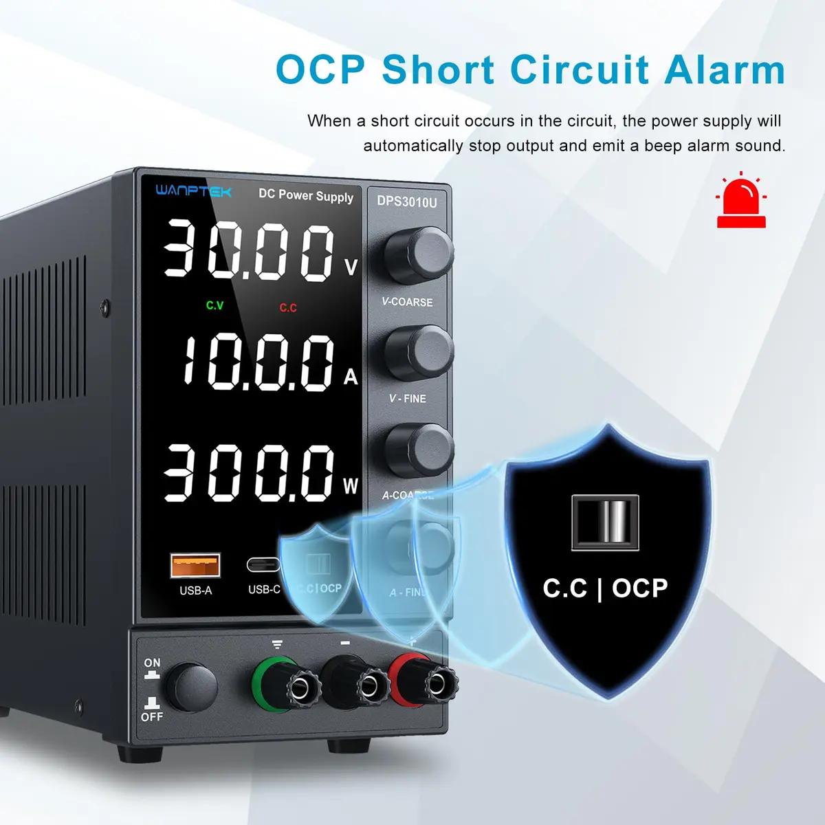 WANPTEK POWER DC Power Supply 0-30V 0-10A | Adjustable Bench Regulated Power Supply with USB & Type-C - view 3