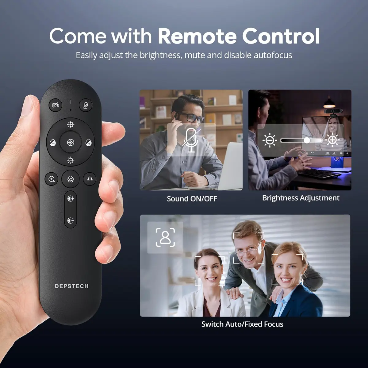 DEPSTECH 4K Webcam DW49 PRO with Remote Control & Sony Sensor | 3840x2160 Resolution, 3x Digital Zoom, Dual Mics - view 5