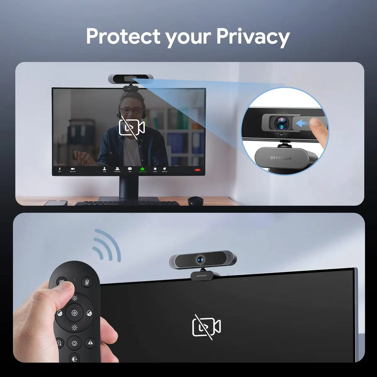 DEPSTECH 4K Webcam DW49 PRO with Remote Control & Sony Sensor | 3840x2160 Resolution, 3x Digital Zoom, Dual Mics - view 6