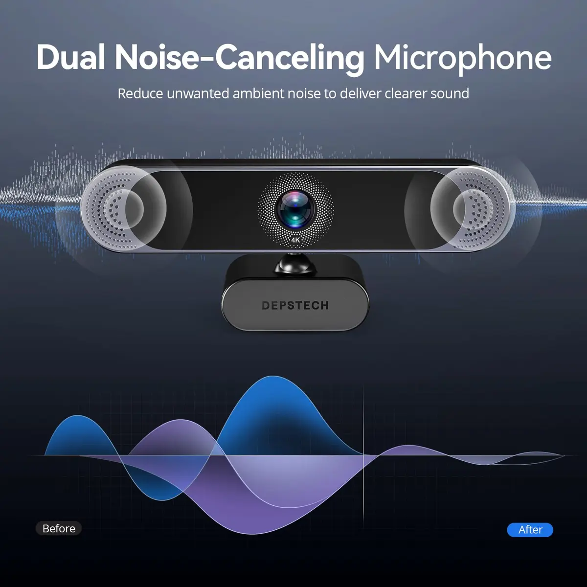 DEPSTECH 4K Webcam DW49 PRO with Remote Control & Sony Sensor | 3840x2160 Resolution, 3x Digital Zoom, Dual Mics - view 4