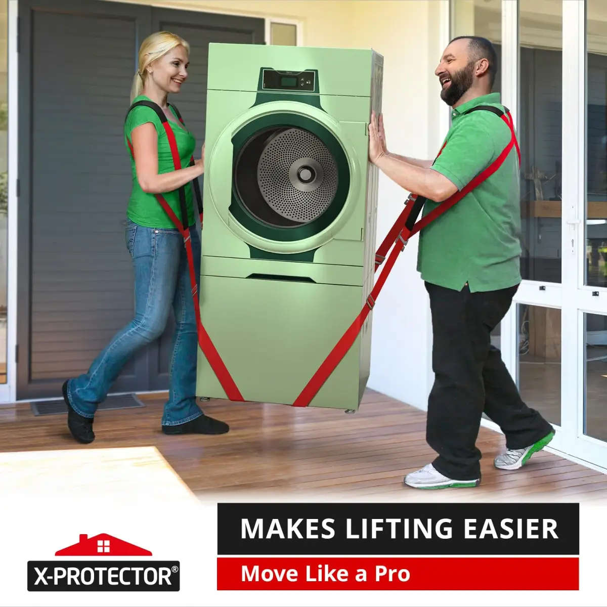 X-Protector Red Lifting Straps for 2 Movers - 2 Pairs (9.83 ft / 3 m) | Heavy Duty Moving Straps for Furniture & Appliances - view 6