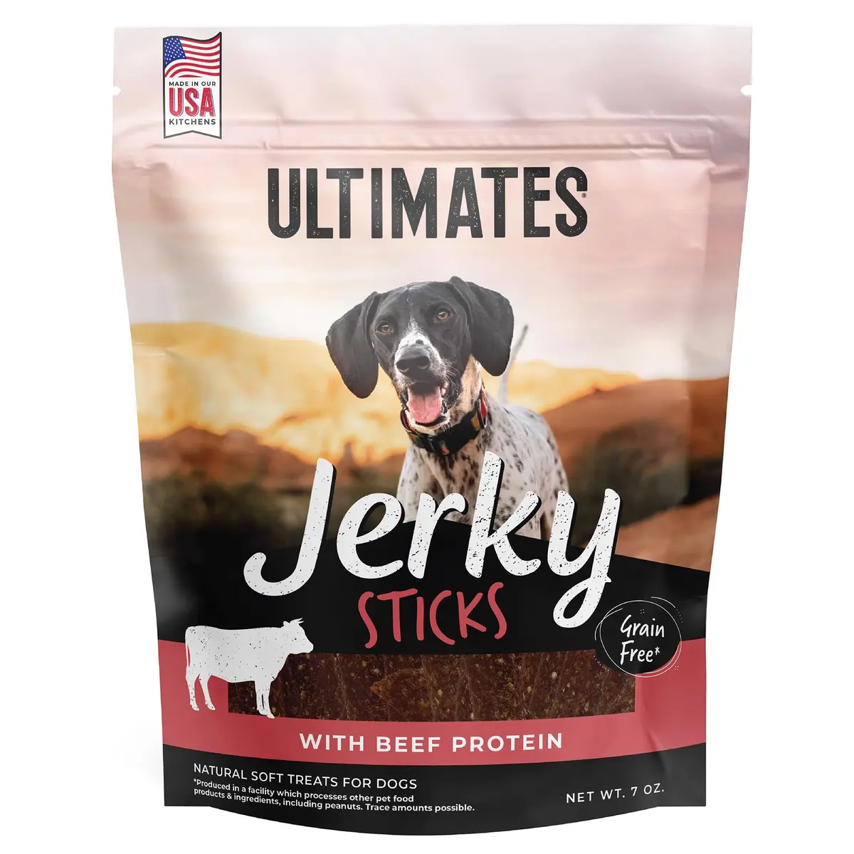 Ultimates Jerky Beef Sticks Dog Treats 7 oz | Grain-Free Chewy Jerky with Beef & Vegetables - main product image