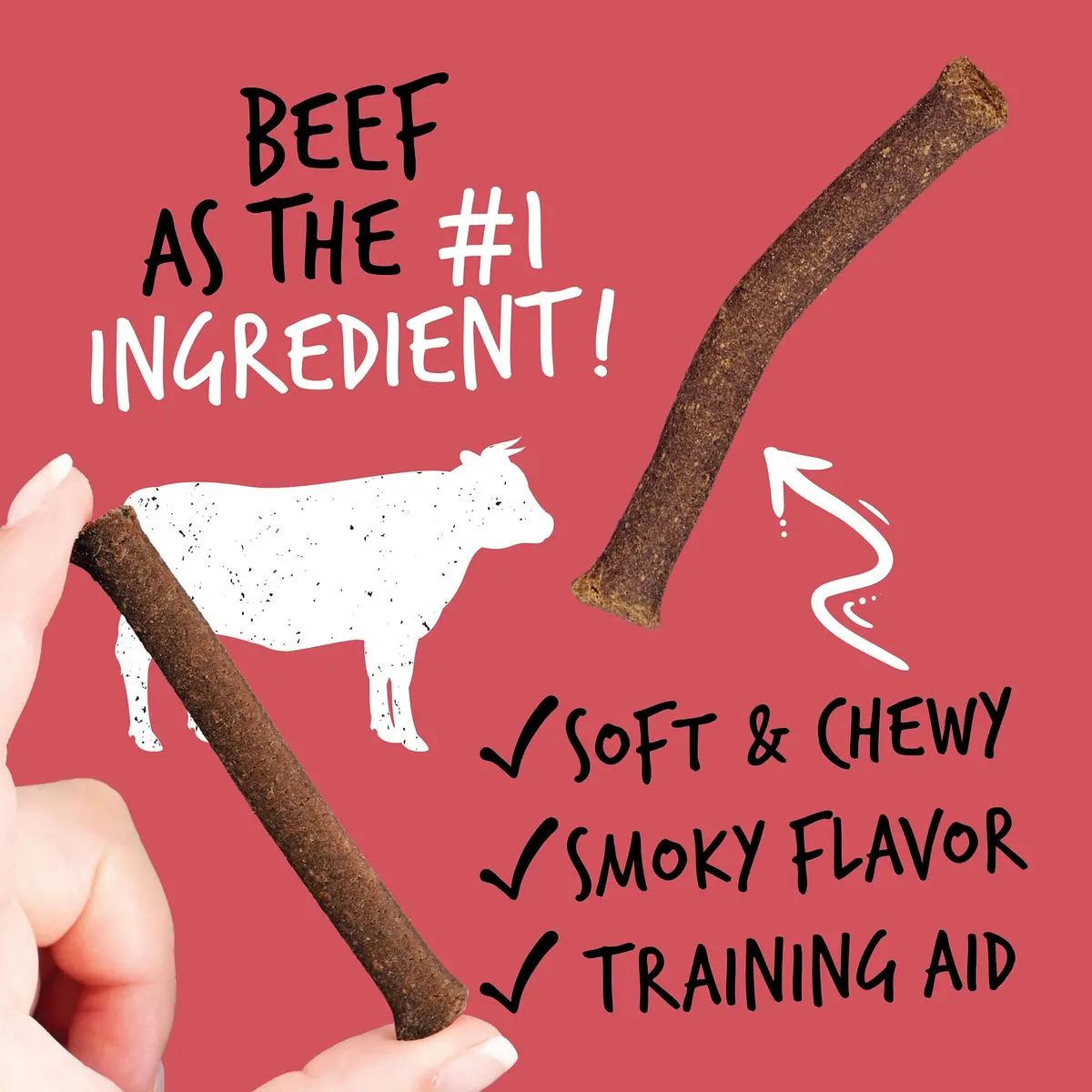 Ultimates Jerky Beef Sticks Dog Treats 7 oz | Grain-Free Chewy Jerky with Beef & Vegetables - view 3