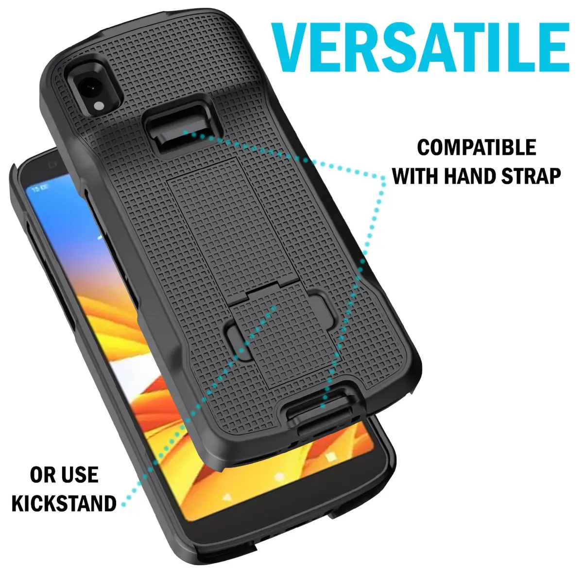 Nakedcellphone Case and Hand Strap Combo for Zebra TC22 TC27 - Black | Slim Impact Protection - view 6