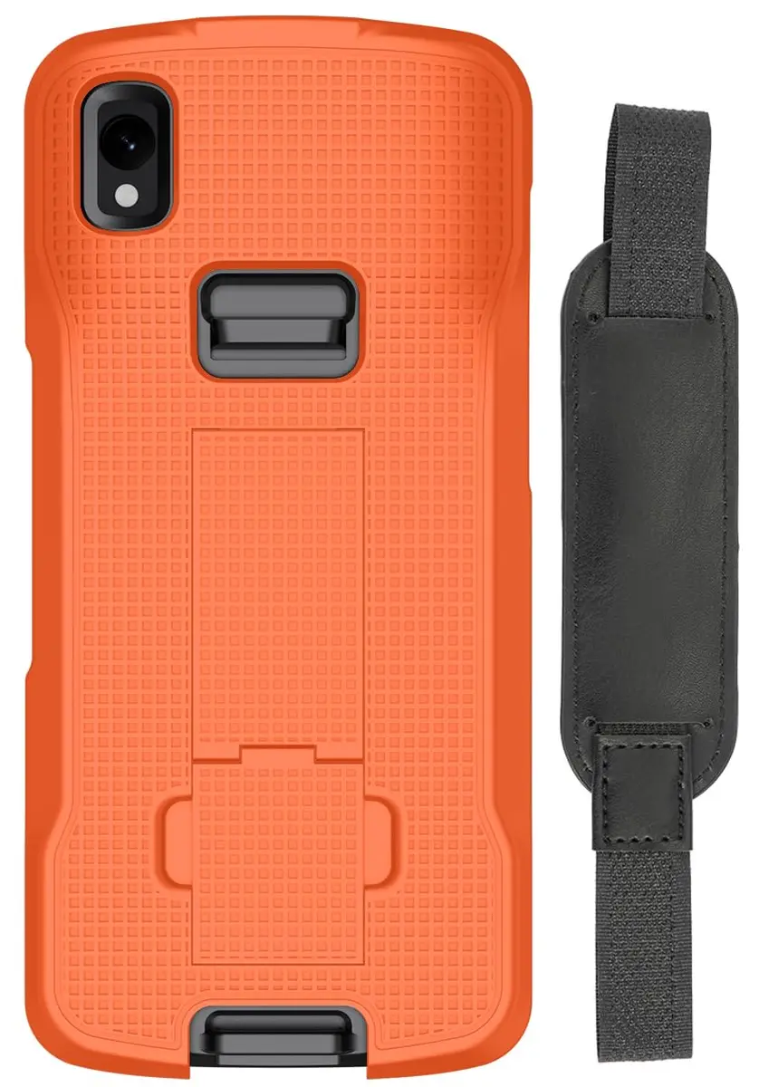 Nakedcellphone Hand Strap and Kickstand Case for Zebra TC22 TC27 - Bright Orange (1.5mm Slim Fit) - main product image