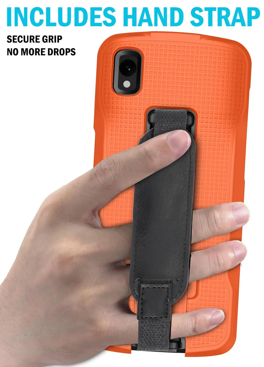 Nakedcellphone Hand Strap and Kickstand Case for Zebra TC22 TC27 - Bright Orange (1.5mm Slim Fit) - view 7