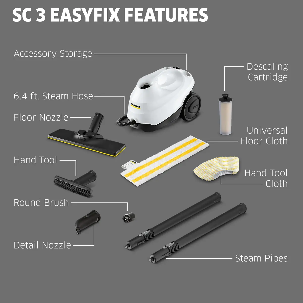KÄRCHER Steam Cleaner SC 3 EasyFix | Chemical-Free Deep Sanitization in 40 Sec - view 2