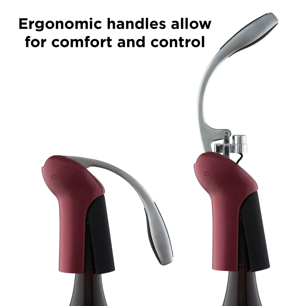 Rabbit Vertical Corkscrew Wine Opener with One-Pull Design, Foil Cutter Included, Easy to Use Manual Lever, Durable Stainless Steel Spiral, Merlot | Effortless Wine Opening - view 6
