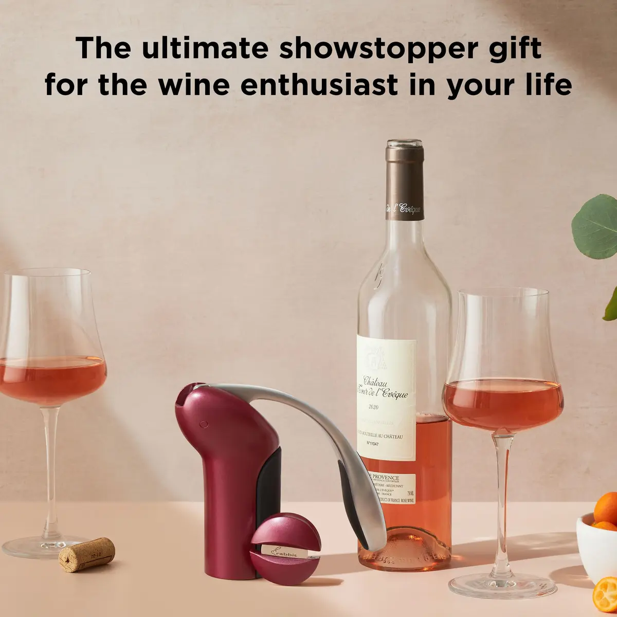 Rabbit Vertical Corkscrew Wine Opener with One-Pull Design, Foil Cutter Included, Easy to Use Manual Lever, Durable Stainless Steel Spiral, Merlot | Effortless Wine Opening - view 7