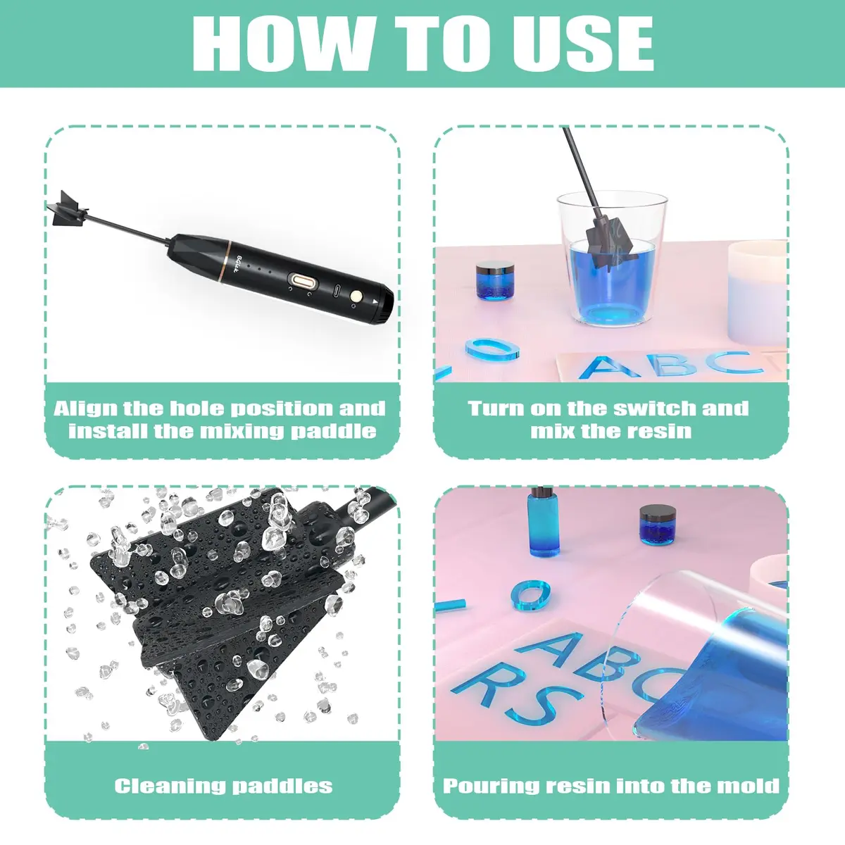 BGick Resin Mixer Handheld Rechargeable Epoxy Mixer Black | Minimize Bubbles & Save Wrist - view 6