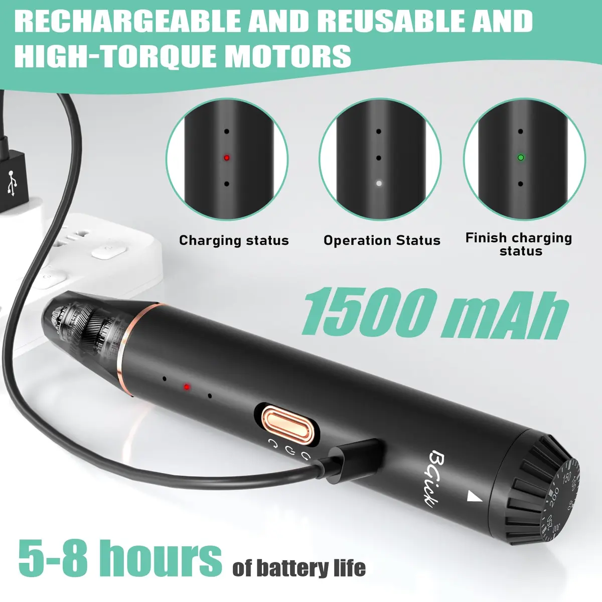 BGick Resin Mixer Handheld Rechargeable Epoxy Mixer Black | Minimize Bubbles & Save Wrist - view 7