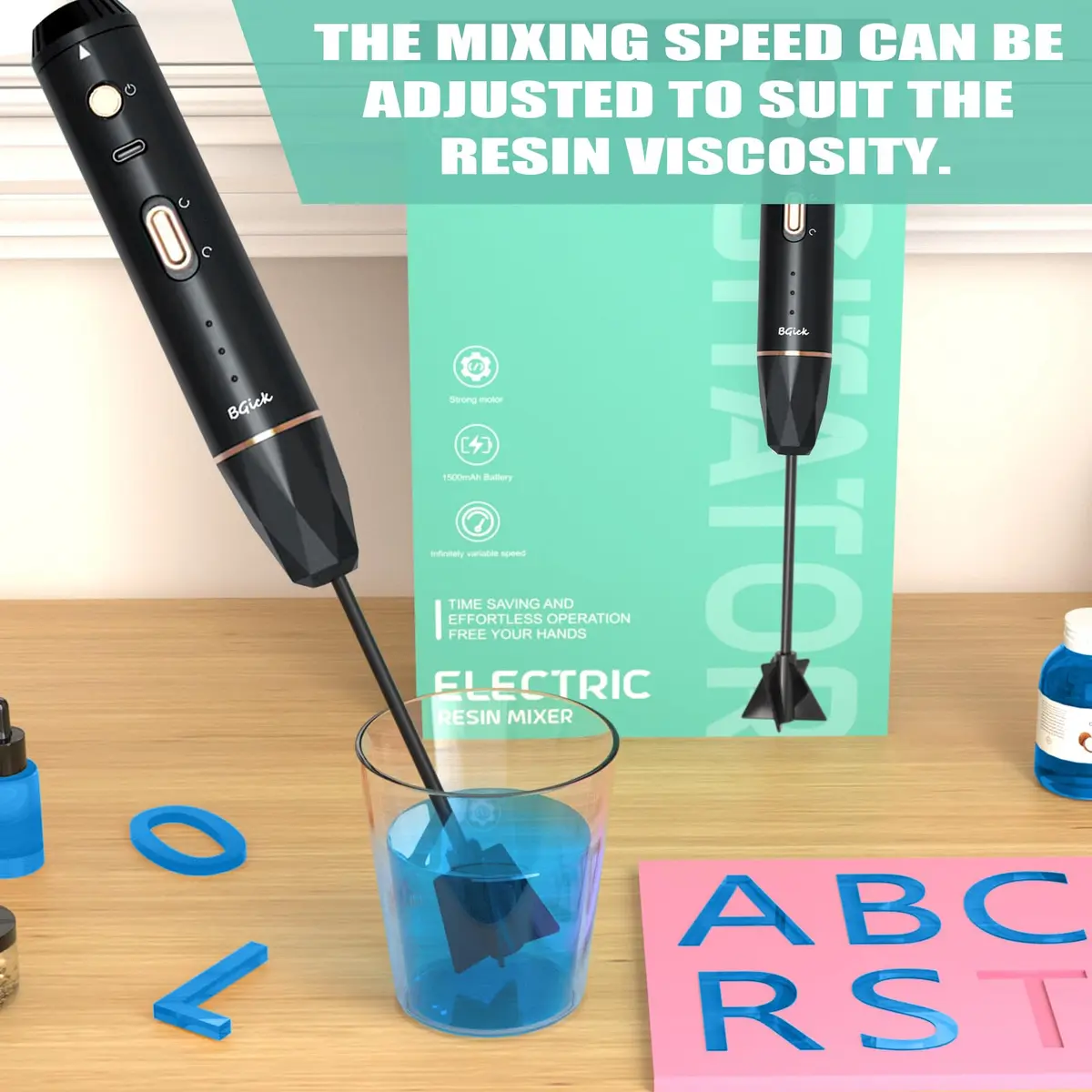 BGick Resin Mixer Handheld Rechargeable Epoxy Mixer Black | Minimize Bubbles & Save Wrist - view 3