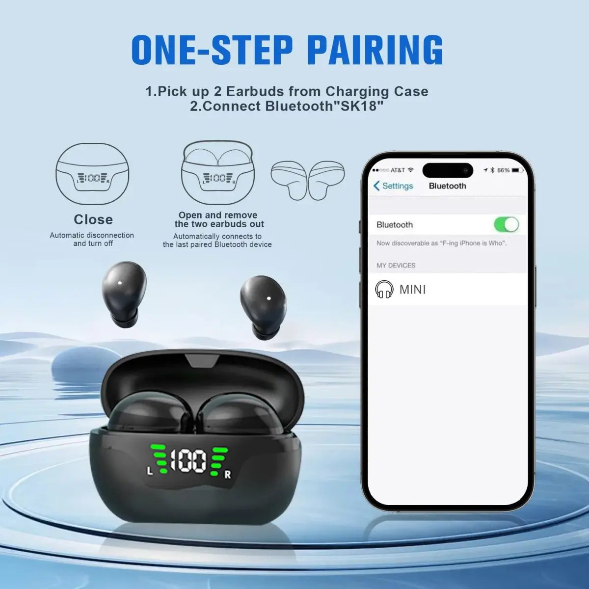 Loluka Mini Invisible Wireless Earbuds, Beige | Discreet Bluetooth 5.3 with Charging Case for Small Ears - view 7