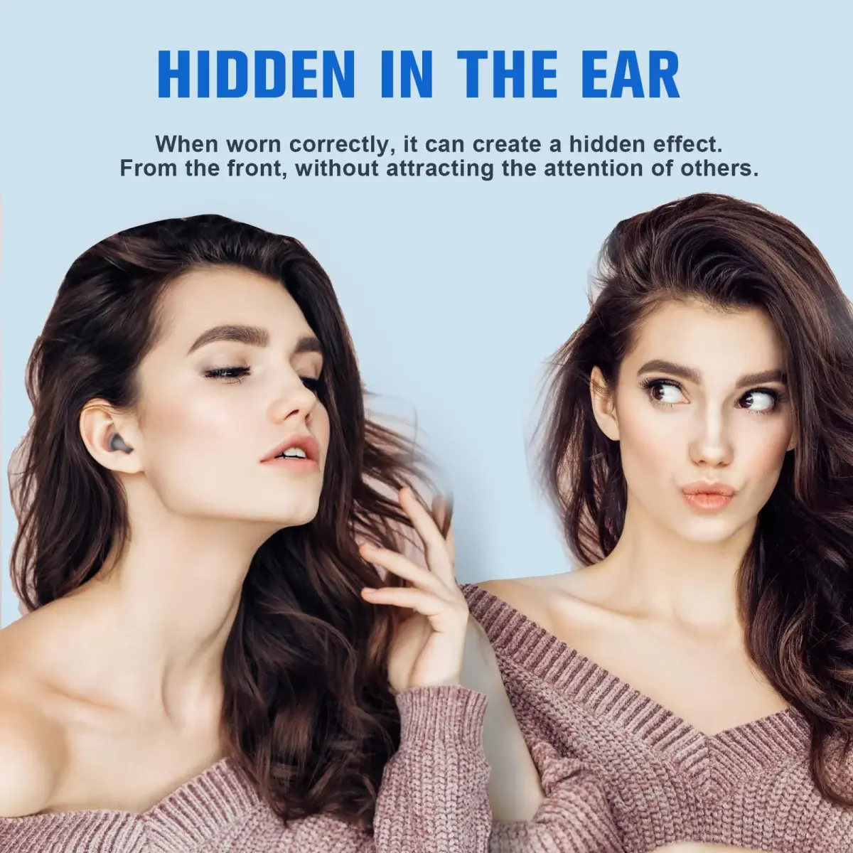 Loluka Mini Invisible Wireless Earbuds, Beige | Discreet Bluetooth 5.3 with Charging Case for Small Ears - view 3