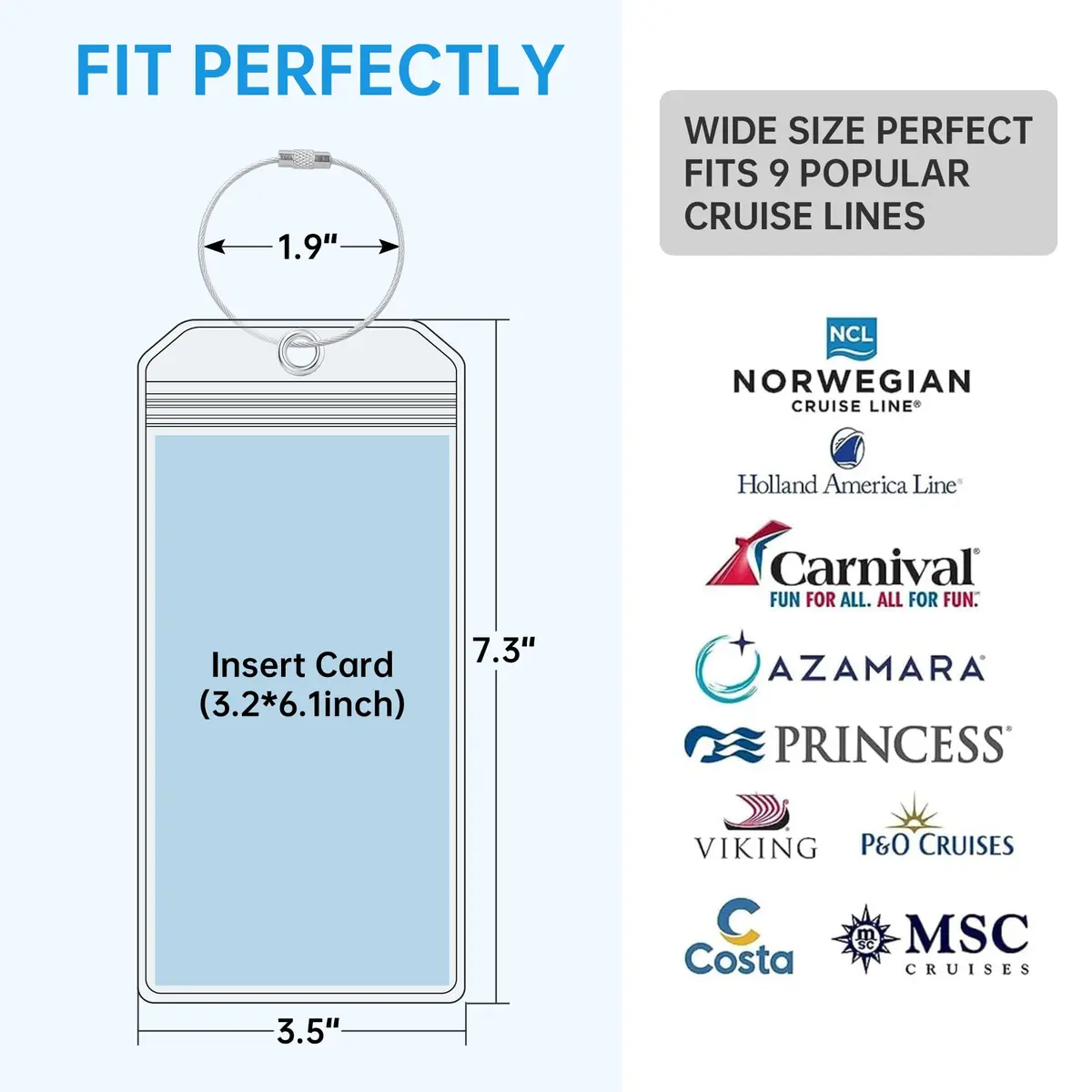 Teskyer Clear Cruise Luggage Tag Holder, Wide, 5 Pack | Waterproof PVC with Zipper & Steel Loop - view 3