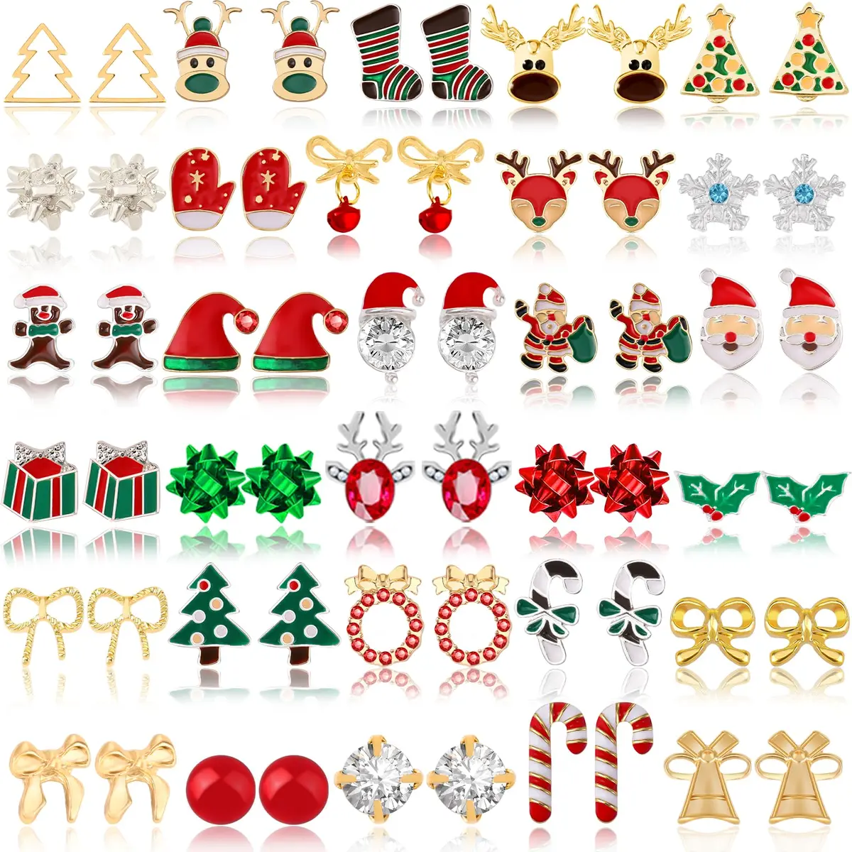 Gushu 30 Pairs Christmas Stud Earrings Set for Women | Hypoallergenic Holiday Jewelry Gifts - main product image