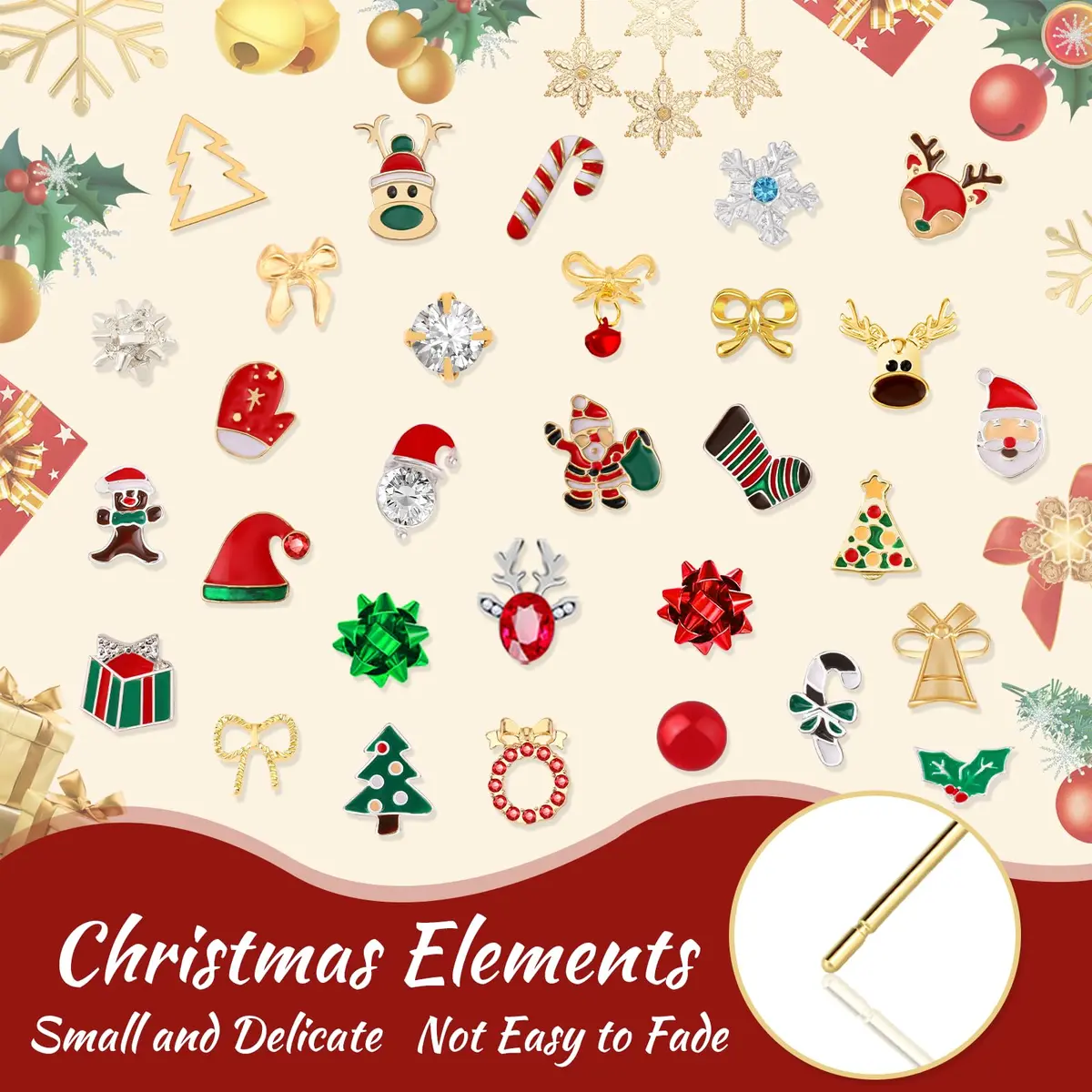 Gushu 30 Pairs Christmas Stud Earrings Set for Women | Hypoallergenic Holiday Jewelry Gifts - view 5
