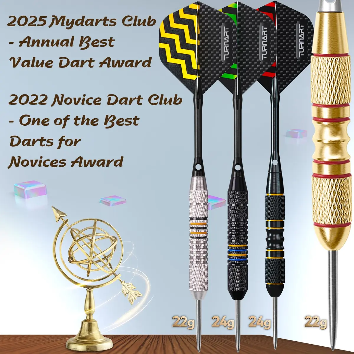Turnart Darts Metal Tip Set - Steel Tip Darts Set Professional Metal Darts | 12 Darts & Spare Parts Box - view 5