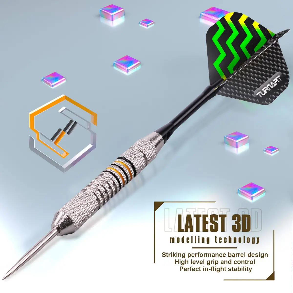 Turnart Darts Metal Tip Set - Steel Tip Darts Set Professional Metal Darts | 12 Darts & Spare Parts Box - view 6