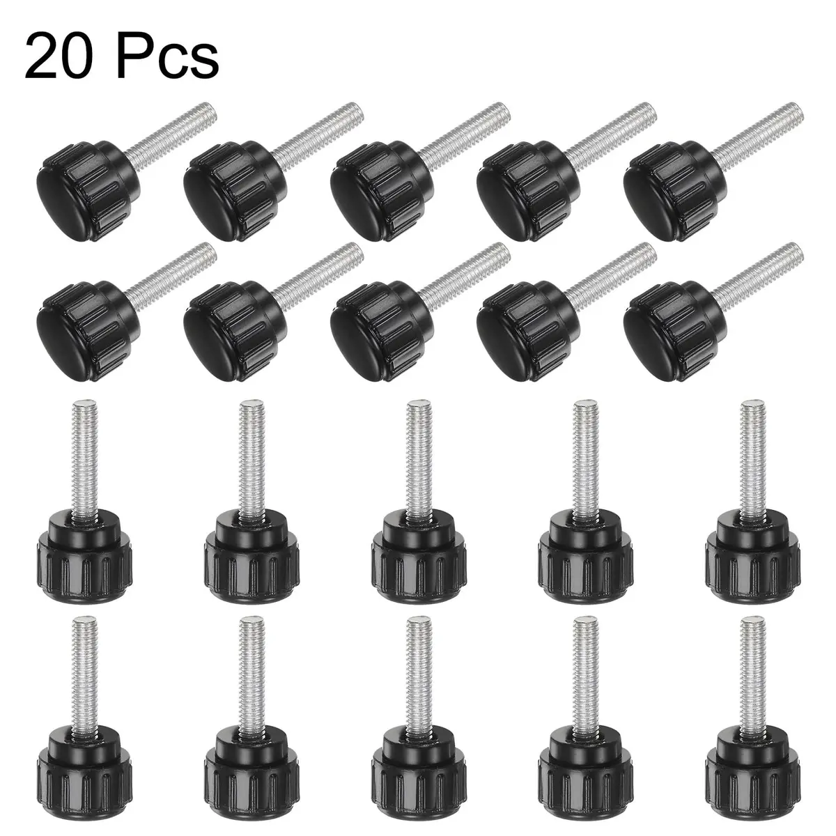 uxcell M4 x 15mm Male Thread Knurled Knobs, 20pcs Black Plastic Round Head Thumb Screws | Industrial Machinery Parts - view 4