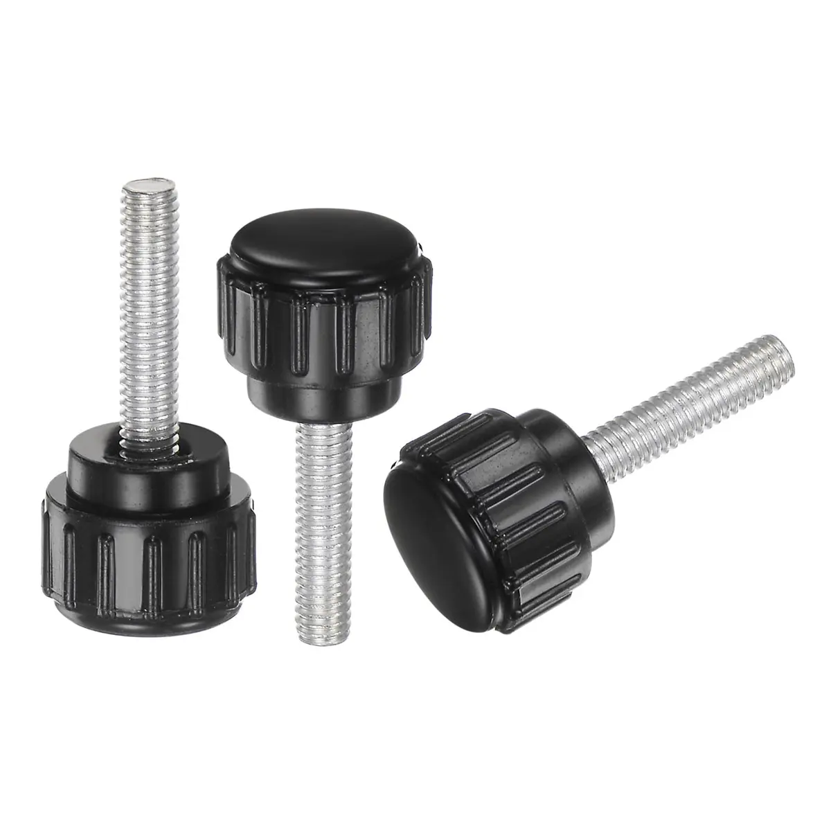 uxcell M4 x 15mm Male Thread Knurled Knobs, 20pcs Black Plastic Round Head Thumb Screws | Industrial Machinery Parts - main product image