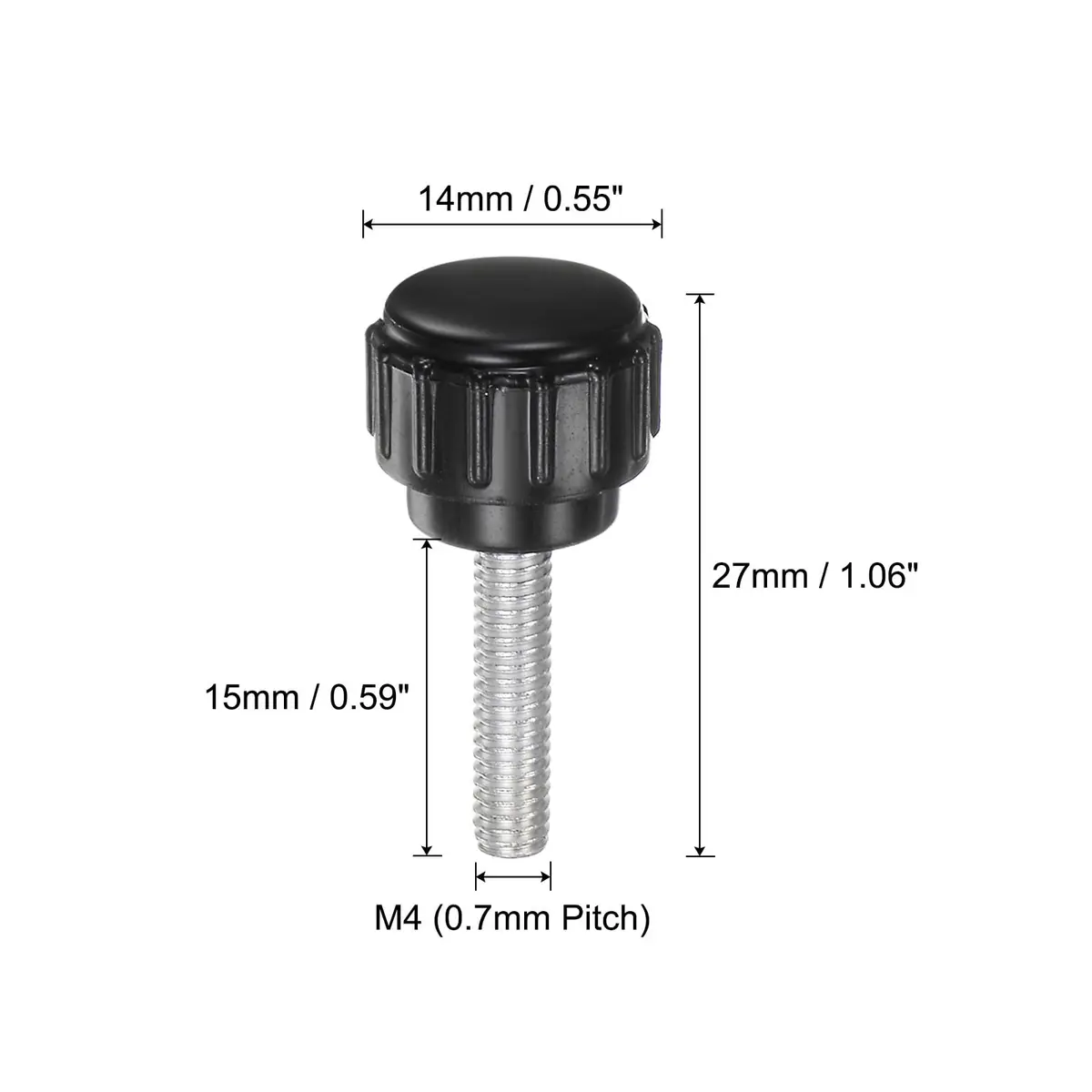 uxcell M4 x 15mm Male Thread Knurled Knobs, 20pcs Black Plastic Round Head Thumb Screws | Industrial Machinery Parts - view 2