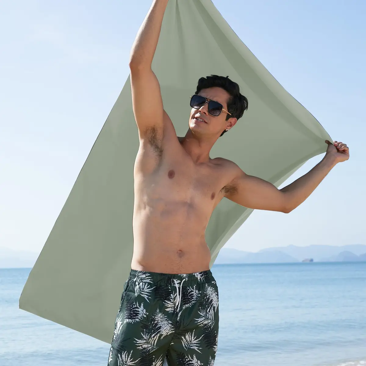 Rainleaf Microfiber Towel 183cm x 76cm | Super Absorbent, Quick Dry, Lightweight, Bean Green - view 7