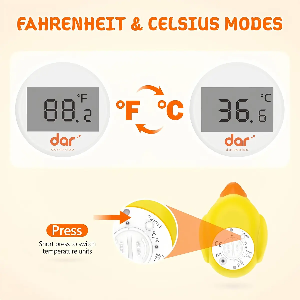 dar darouxiao Baby Bath Thermometer Floating Duck | Instant Temp & Safety Alert (70-120c) - view 6