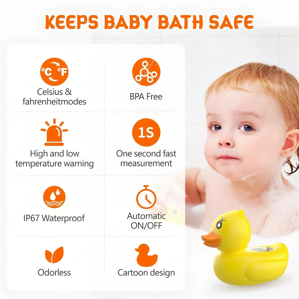 dar darouxiao Baby Bath Thermometer Floating Duck | Instant Temp & Safety Alert (70-120c) - view 7