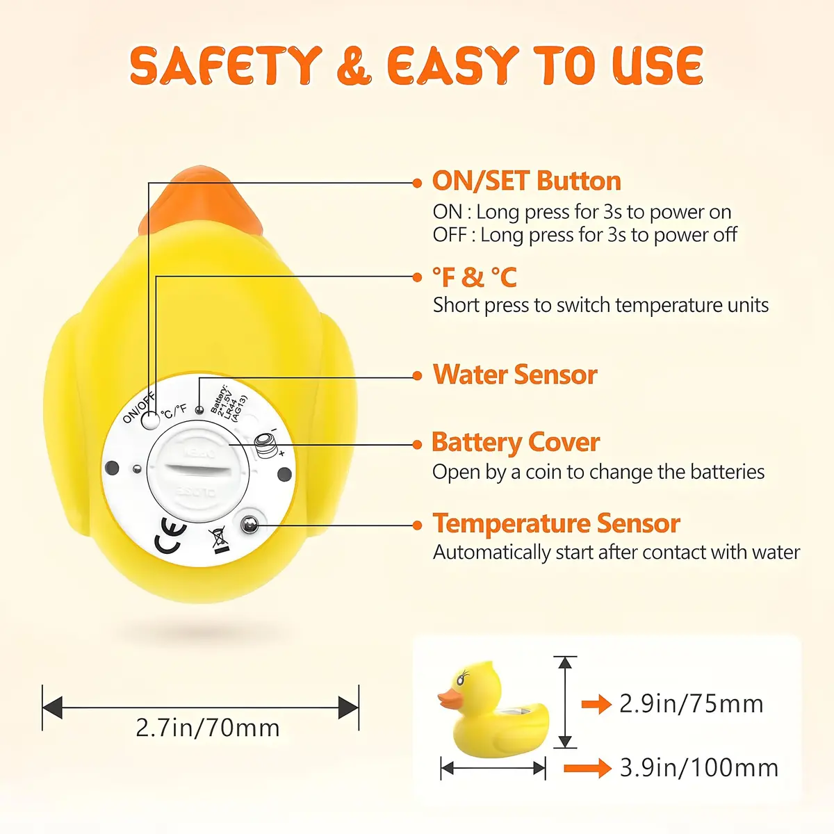 dar darouxiao Baby Bath Thermometer Floating Duck | Instant Temp & Safety Alert (70-120c) - view 8