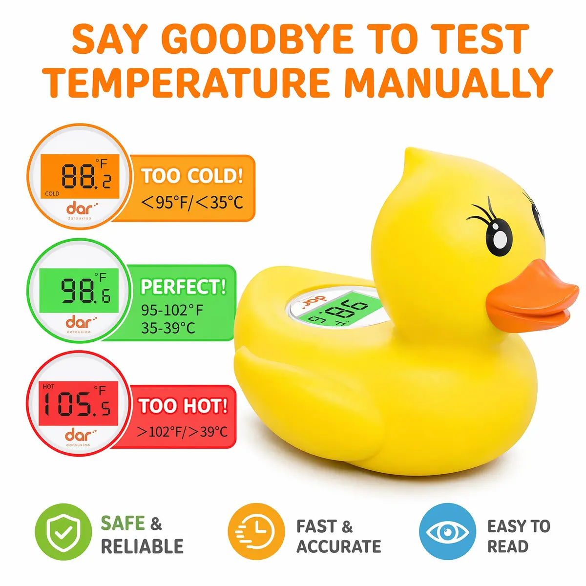 dar darouxiao Baby Bath Thermometer Floating Duck | Instant Temp & Safety Alert (70-120c) - view 2