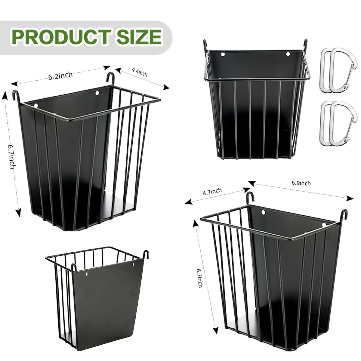LUAVIARU Metal Hay Feeder Rack with Adjustable Hook for Rabbits, Guinea Pigs, Chinchillas (4-Pack, Black) - view 2