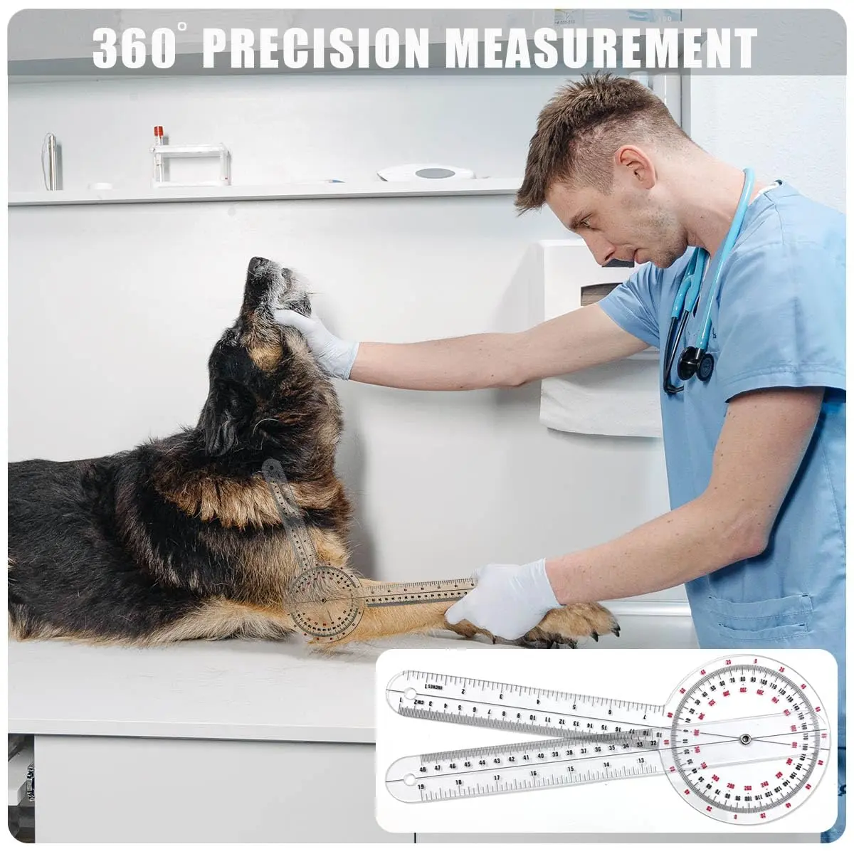 HZMM 12-inch Transparent Orthopedic Angle Ruler Plastic Goniometer | Physical Therapy Measuring Tool - view 7