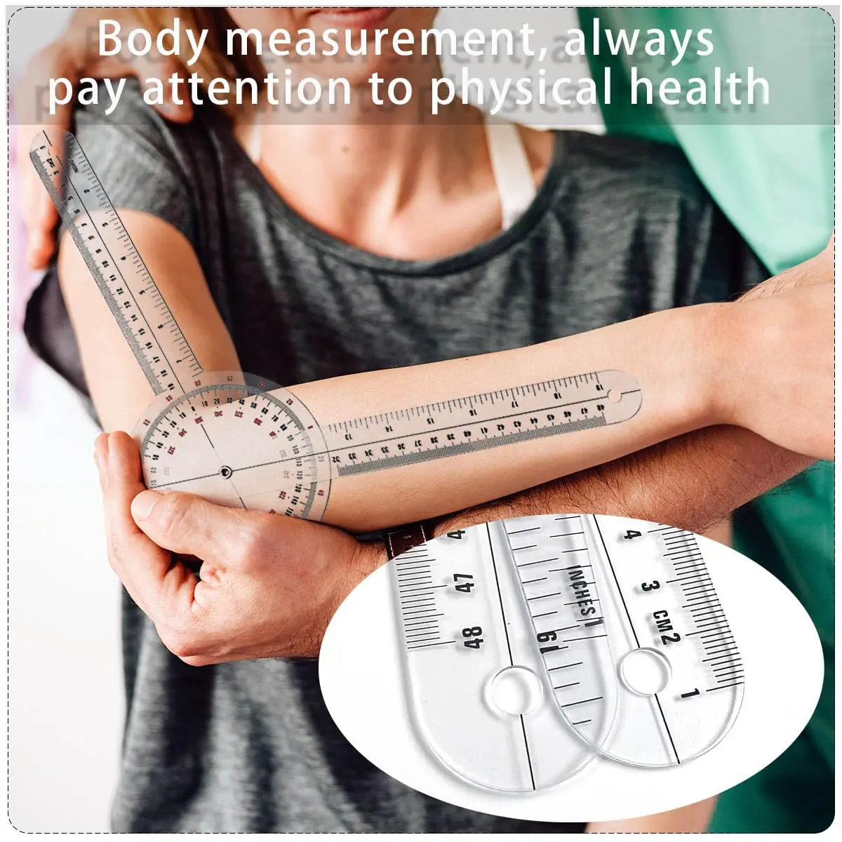 HZMM 12-inch Transparent Orthopedic Angle Ruler Plastic Goniometer | Physical Therapy Measuring Tool - view 2