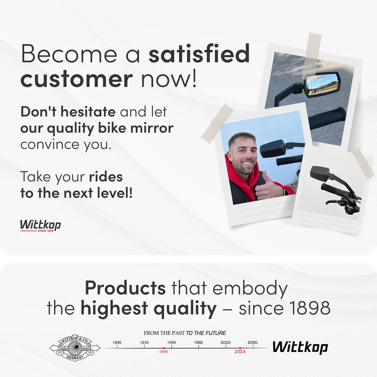 Wittkop Bike Mirror | Large HD Field of Vision | 360° Rotatable & Foldable | Handlebar Mount | Break-Proof & Durable - view 7