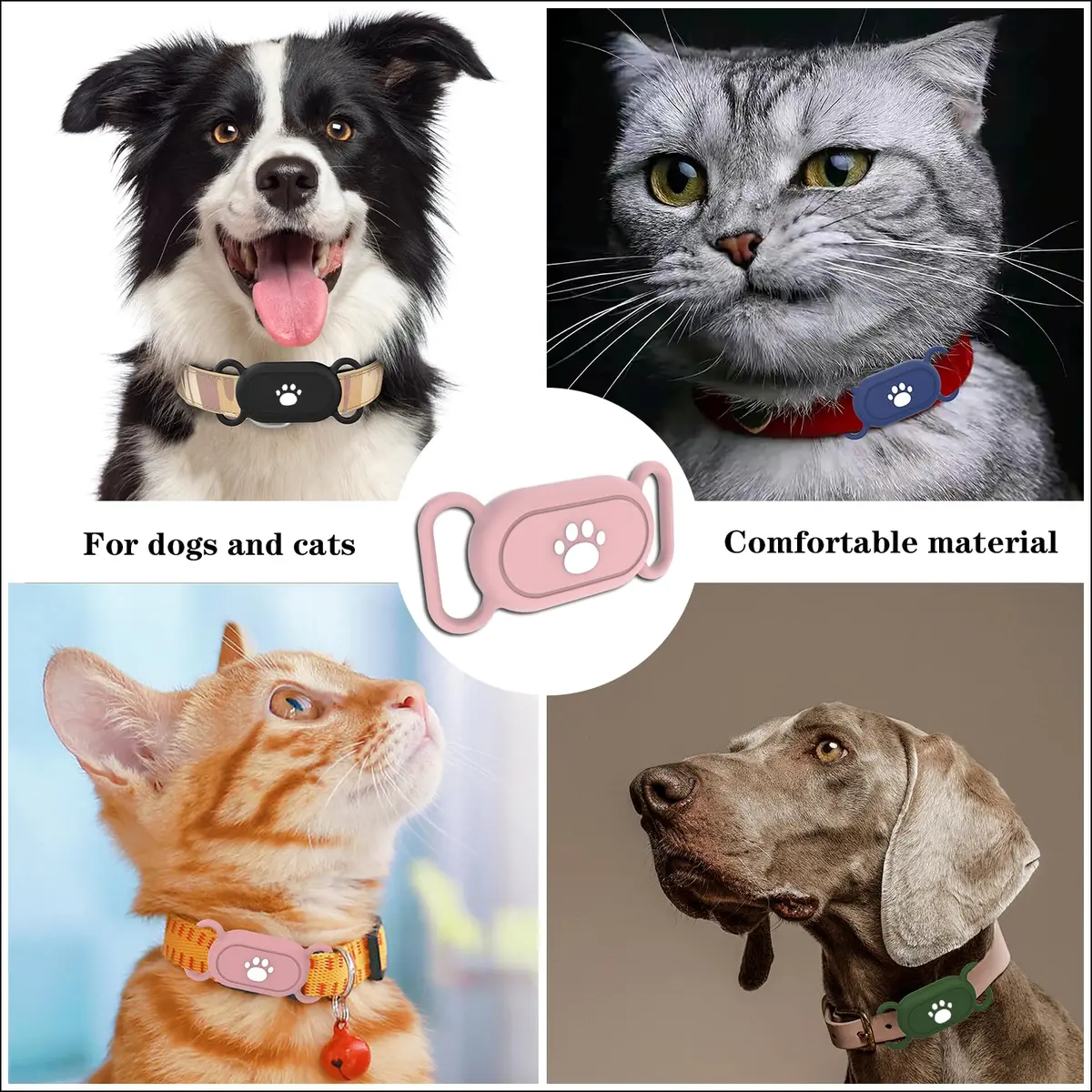 Rzttwl 2 Pack Waterproof Dog Collar Holder for Samsung Galaxy SmartTag2, Pink Blue | Silicone GPS Tracker Case - view 6